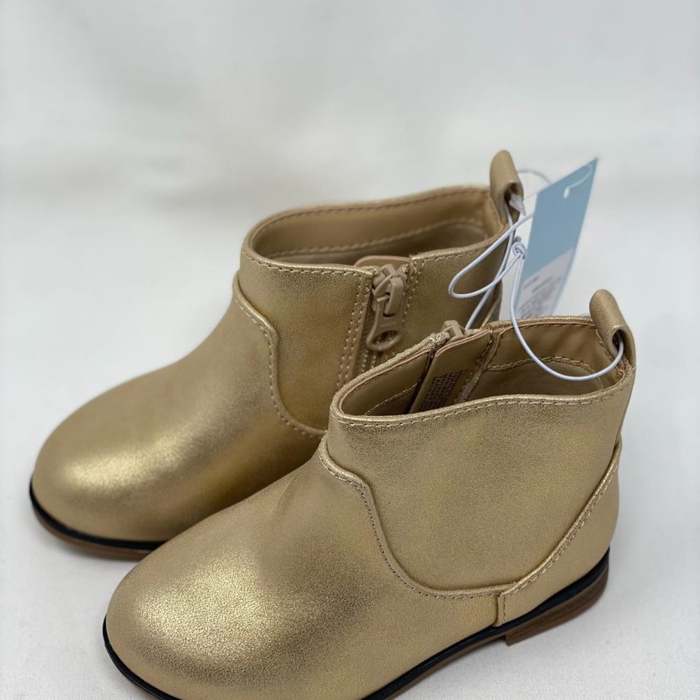 Toddler Girls' Onyx Zipper Slip-On Chelsea Boots - Cat & Jack Gold 7